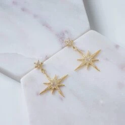 Latelita Petite Star Burst Drop Earrings Gold -Latelitla Store petite star burst drop earrings gold 141413