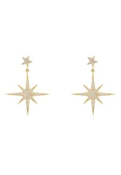 Latelita Petite Star Burst Drop Earrings Gold
