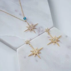 Latelita Petite Star Burst Drop Earrings Gold -Latelitla Store petite star burst drop earrings gold 627101