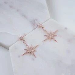 Latelita Petite Star Burst Drop Earrings Rosegold -Latelitla Store petite star burst drop earrings rosegold 476963