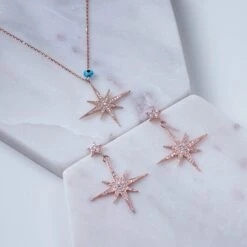 Latelita Petite Star Burst Drop Earrings Rosegold -Latelitla Store petite star burst drop earrings rosegold 761722