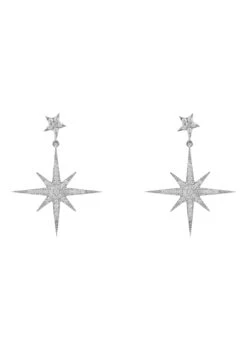 Latelita Petite Star Burst Drop Earrings Silver
