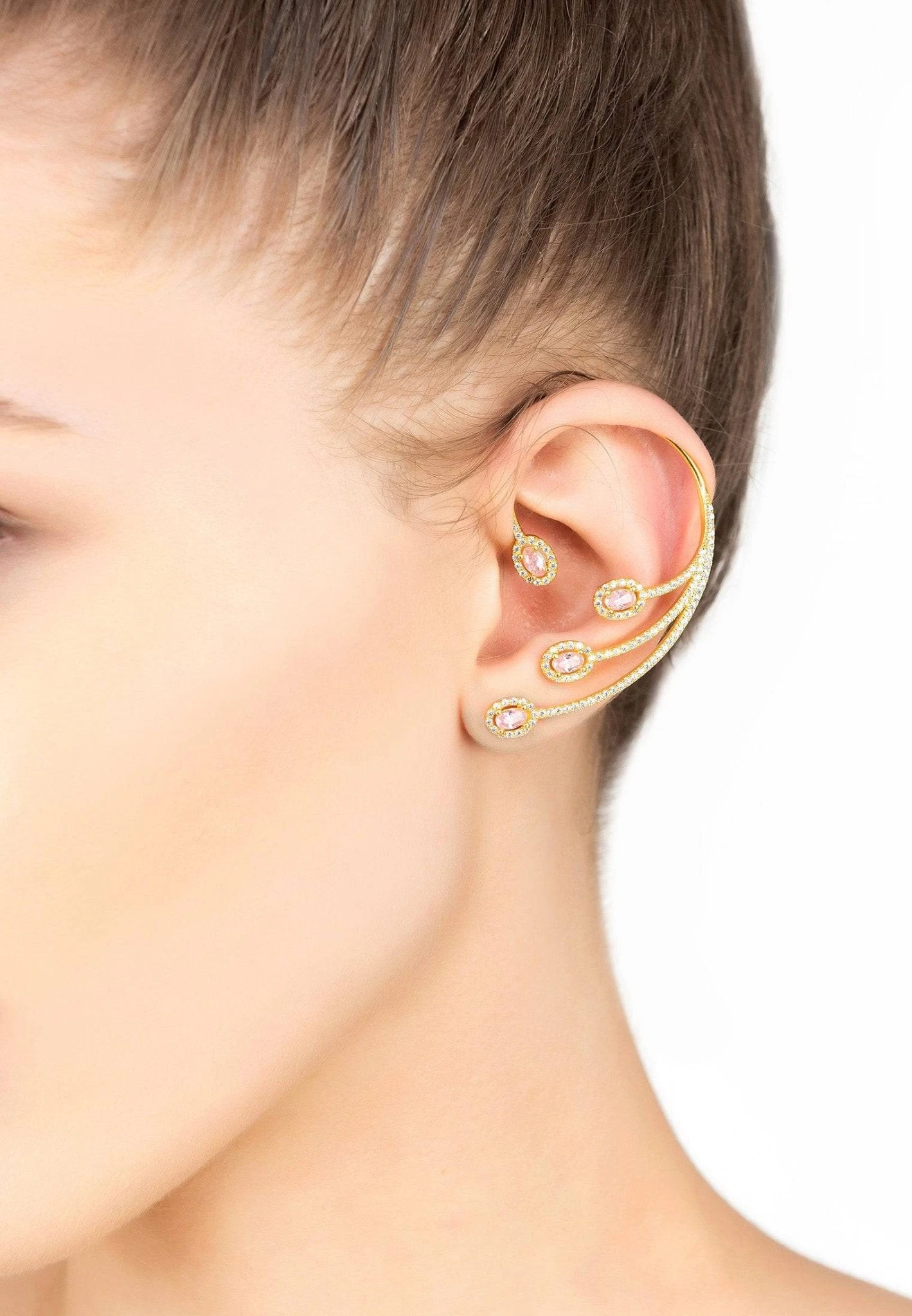 Latelita Pink Morganite Cz Statement Cuff Left Ear Silver 4 Latelita Pink Morganite Cz Statement Cuff Left Ear Silver - Image 2