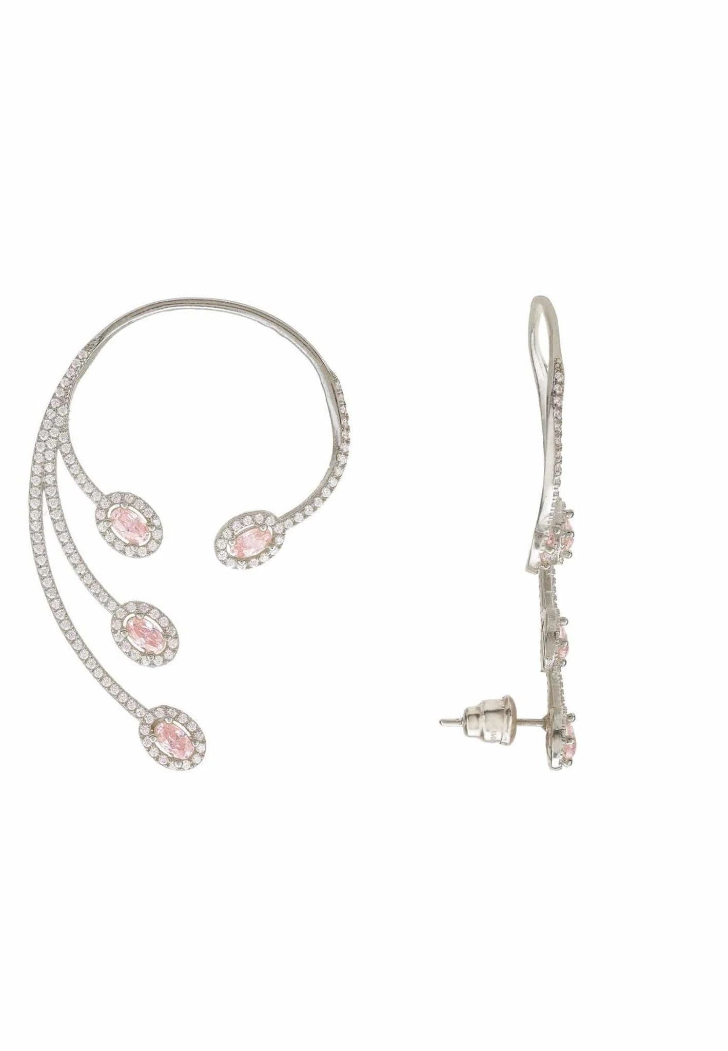 Latelita Pink Morganite Cz Statement Cuff Right Ear Silver 3 Latelita Pink Morganite Cz Statement Cuff Right Ear Silver