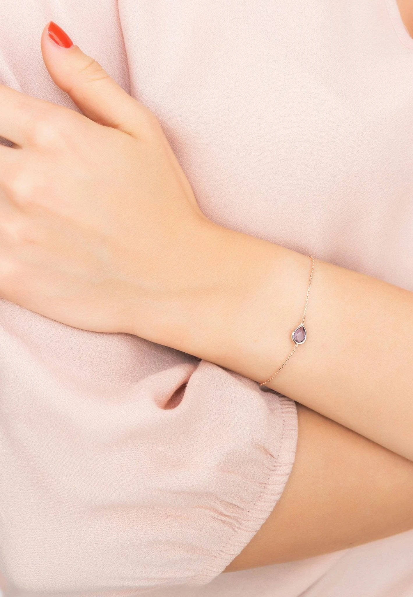 Latelita Pisa Mini Teardrop Bracelet Rosegold Amethyst 4 Latelita Pisa Mini Teardrop Bracelet Rosegold Amethyst - Image 2