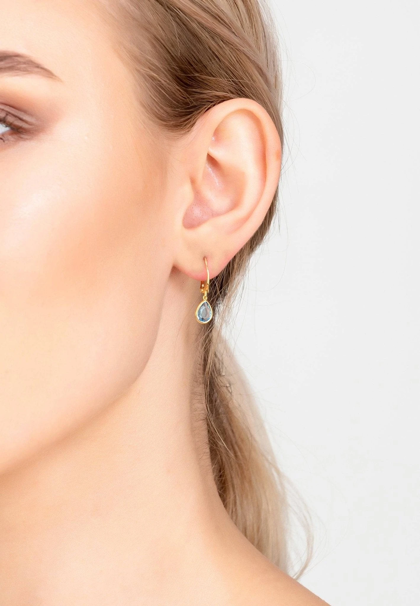 Latelita Pisa Mini Teardrop Earrings Gold Blue Topaz 4 Latelita Pisa Mini Teardrop Earrings Gold Blue Topaz - Image 2