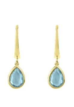 Latelita Pisa Mini Teardrop Earrings Gold Blue Topaz