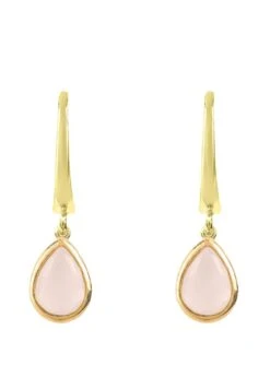 Latelita Pisa Mini Teardrop Earrings Gold Rose Quartz