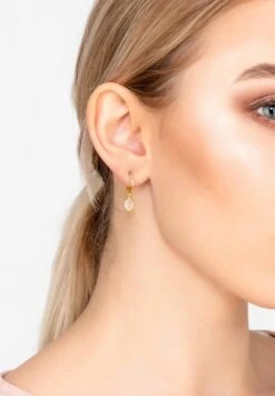 Latelita Pisa Mini Teardrop Earrings Gold Rose Quartz -Latelitla Store pisa mini teardrop earrings gold rose quartz 647215