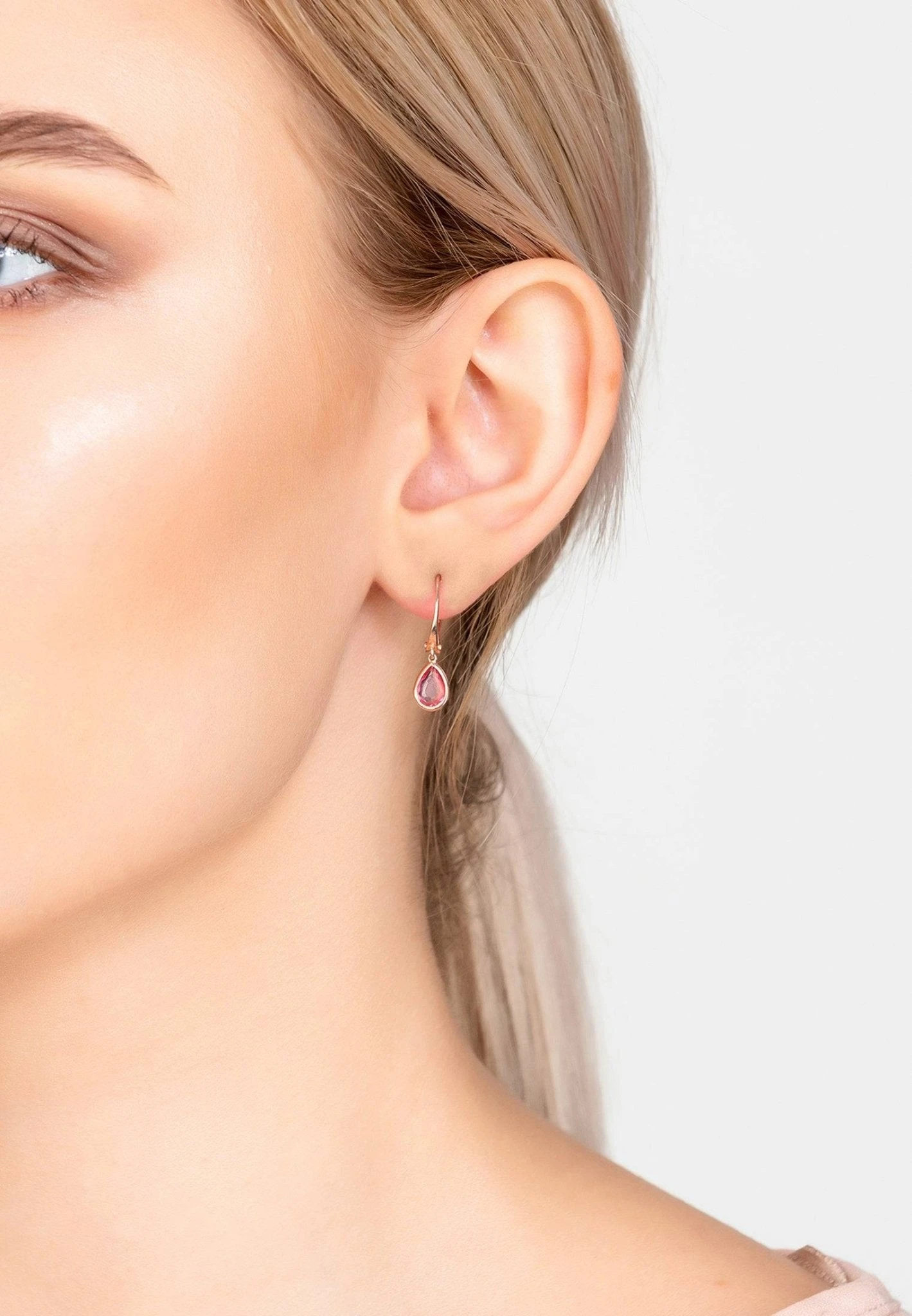 Latelita Pisa Mini Teardrop Earrings Rosegold Pink Tourmaline 4 Latelita Pisa Mini Teardrop Earrings Rosegold Pink Tourmaline - Image 2