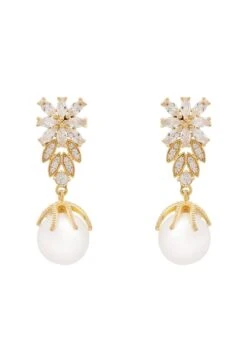 Latelita Primrose Baroque Pearl Earrings Gold White