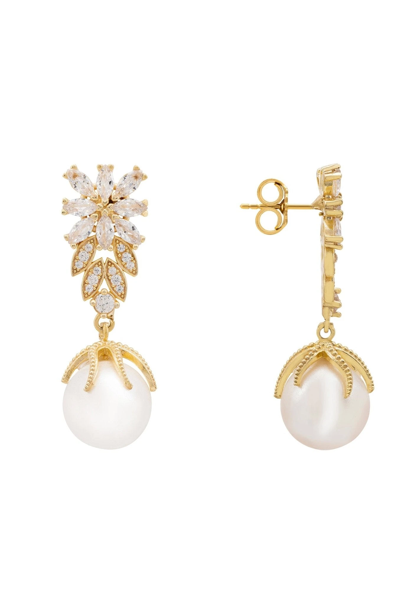 Latelita Primrose Baroque Pearl Earrings Gold White 5 Latelita Primrose Baroque Pearl Earrings Gold White - Image 3
