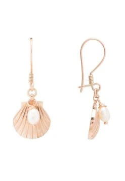 Latelita Scallop Shell Pearl Drop Earrings Rosegold -Latelitla Store scallop shell pearl drop earrings rosegold 838949