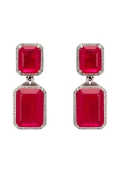 Latelita Serenade Rectangle Pink Tourmaline Drop Earrings Silver