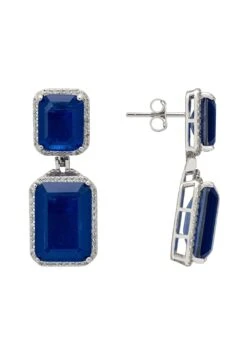 Latelita Serenade Rectangle Sapphire Drop Earrings Silver -Latelitla Store serenade rectangle sapphire drop earrings silver 650620