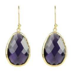 Latelita Single Drop Earrings Amethyst Gold