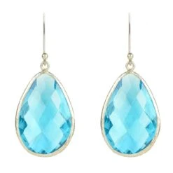 Latelita Single Drop Earrings Blue Topaz Silver