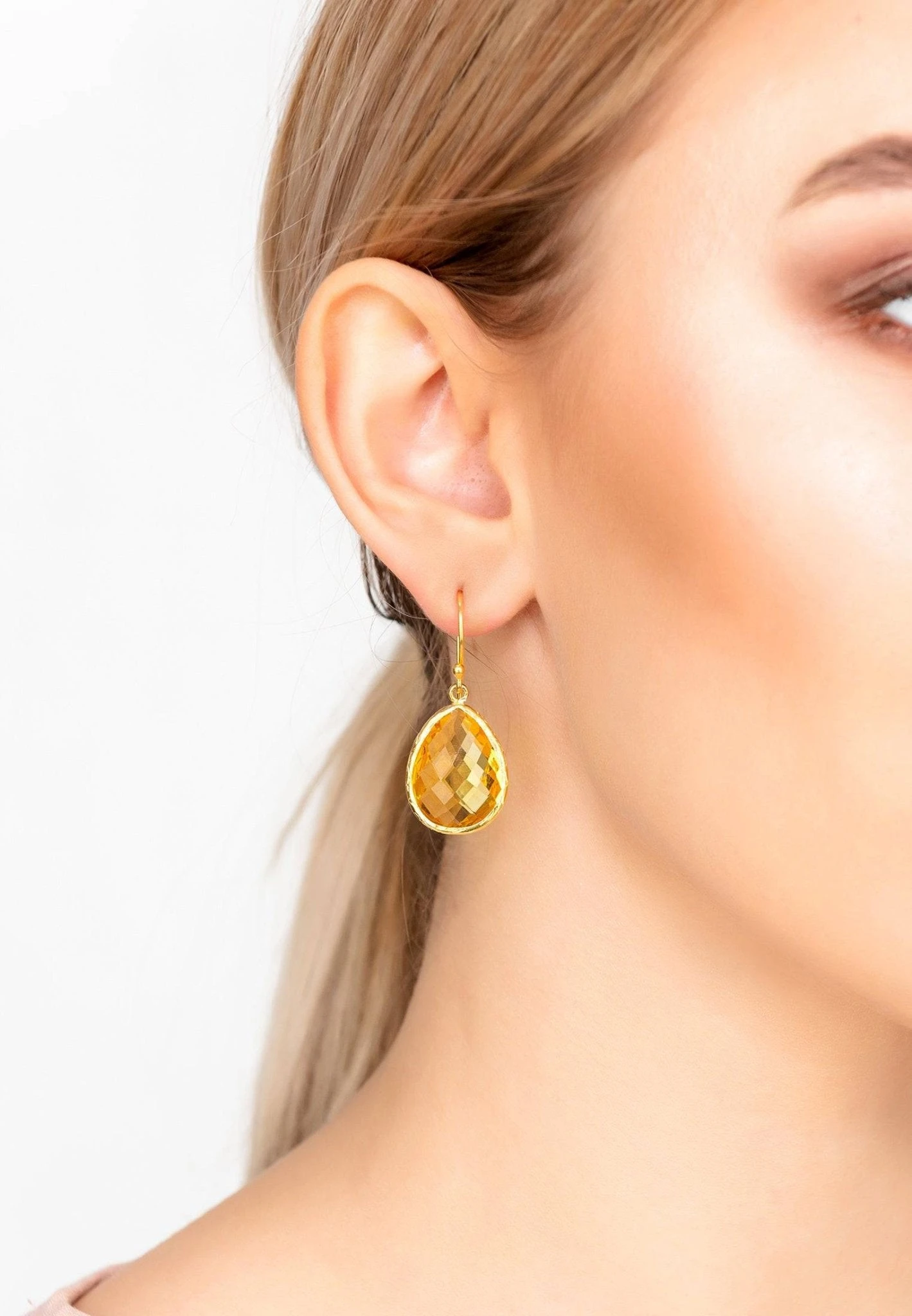 Latelita Single Drop Earrings Citrine Hydro Gold 4 Latelita Single Drop Earrings Citrine Hydro Gold - Image 2