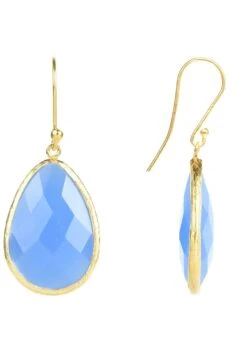 Latelita Single Drop Earrings Dark Blue Chalcedony Gold -Latelitla Store single drop earrings dark blue chalcedony gold 187483