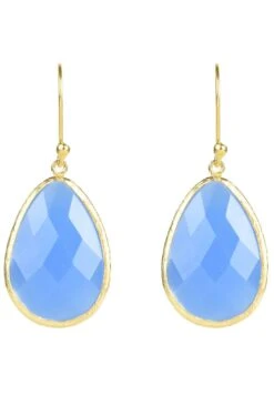 Latelita Single Drop Earrings Dark Blue Chalcedony Gold