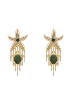 Latelita Siren Turtle Earrings Gold Green
