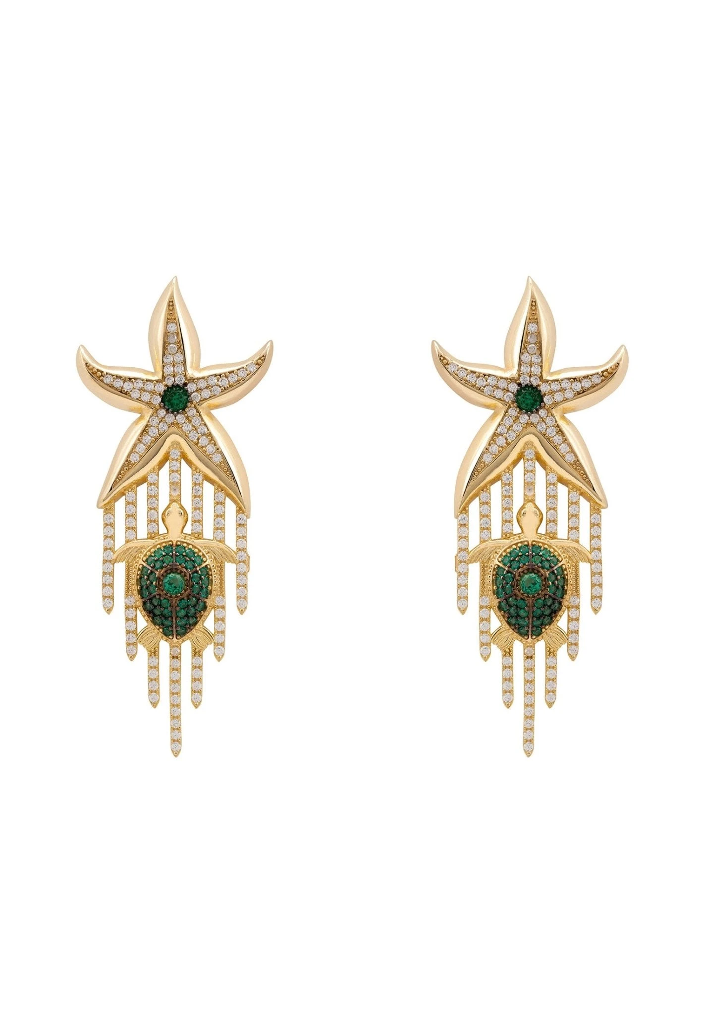 Latelita Siren Turtle Earrings Gold Green 3 Latelita Siren Turtle Earrings Gold Green