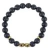 Latelita Skull Double Gold Gemstone Bracelet Black Lava Stone -Latelitla Store skull double gold gemstone bracelet black lava stone 122743