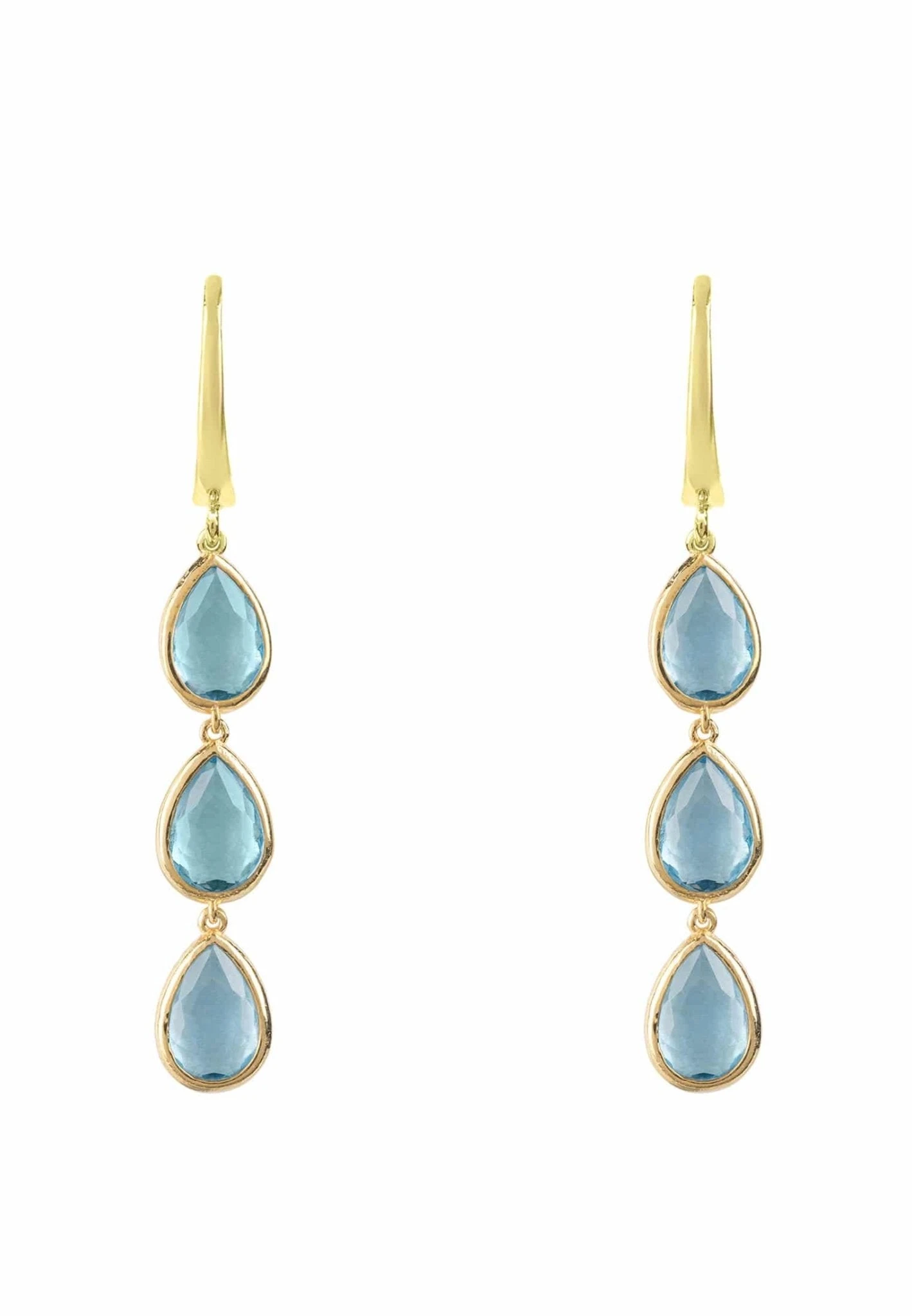 Latelita Sorrento Triple Drop Earrings Gold Blue Topaz 3 Latelita Sorrento Triple Drop Earrings Gold Blue Topaz