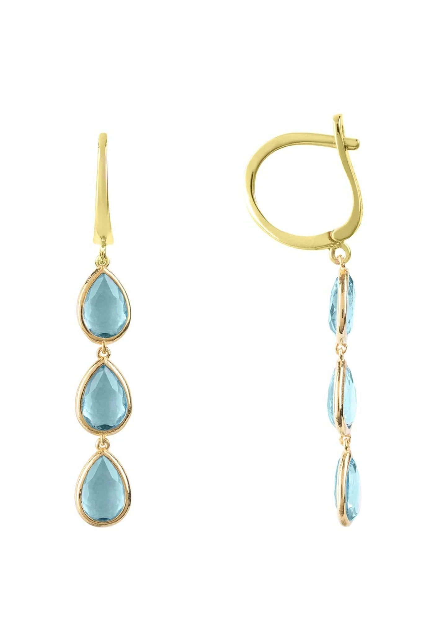 Latelita Sorrento Triple Drop Earrings Gold Blue Topaz 5 Latelita Sorrento Triple Drop Earrings Gold Blue Topaz - Image 3
