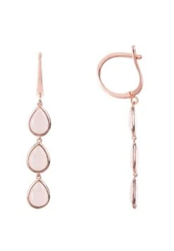 Latelita Sorrento Triple Drop Earrings Rosegold Rose Quartz -Latelitla Store sorrento triple drop earrings rosegold rose quartz 530446