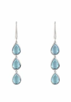 Latelita Sorrento Triple Drop Earrings Silver Blue Topaz