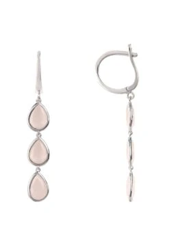 Latelita Sorrento Triple Drop Earrings Silver Rose Quartz -Latelitla Store sorrento triple drop earrings silver rose quartz 955792