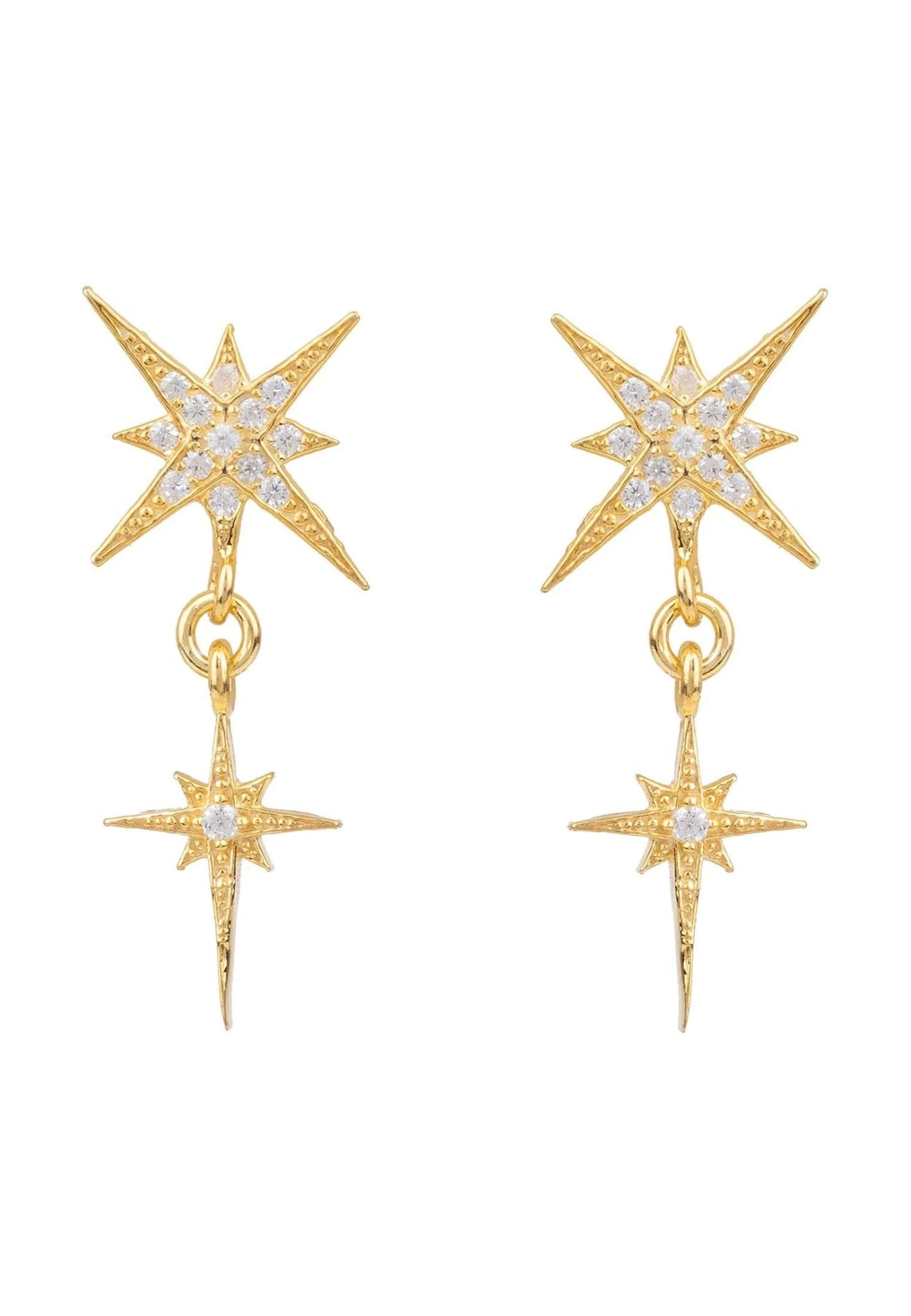 Latelita Star Burst Double Drops Earrings Gold 3 Latelita Star Burst Double Drops Earrings Gold
