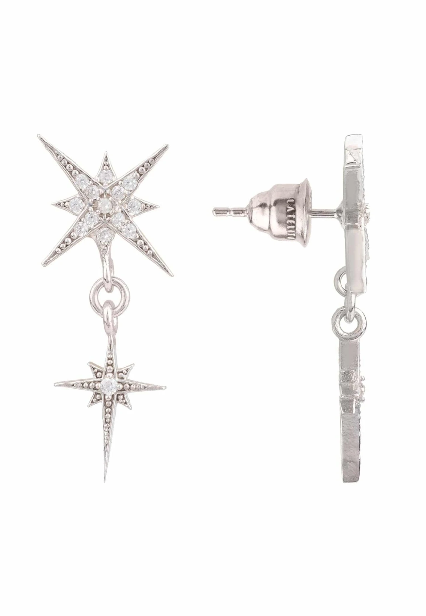 Latelita Star Burst Double Drops Earrings Silver 5 Latelita Star Burst Double Drops Earrings Silver - Image 3