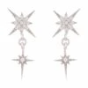 Latelita Star Burst Double Drops Earrings Silver -Latelitla Store star burst double drops earrings silver 516760