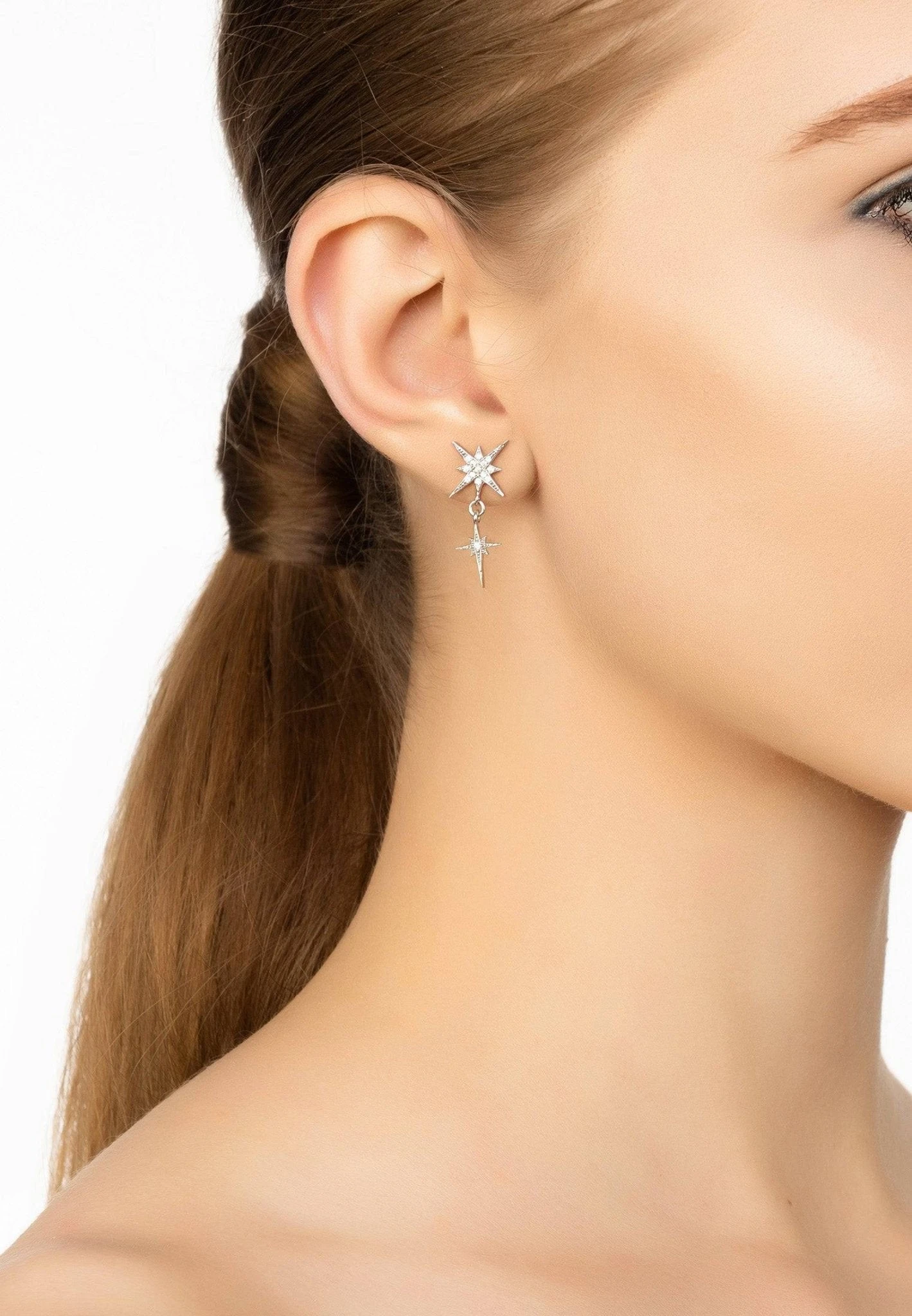 Latelita Star Burst Double Drops Earrings Silver 4 Latelita Star Burst Double Drops Earrings Silver - Image 2