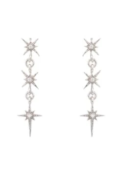 Latelita Star Burst Triple Drops Earrings Silver