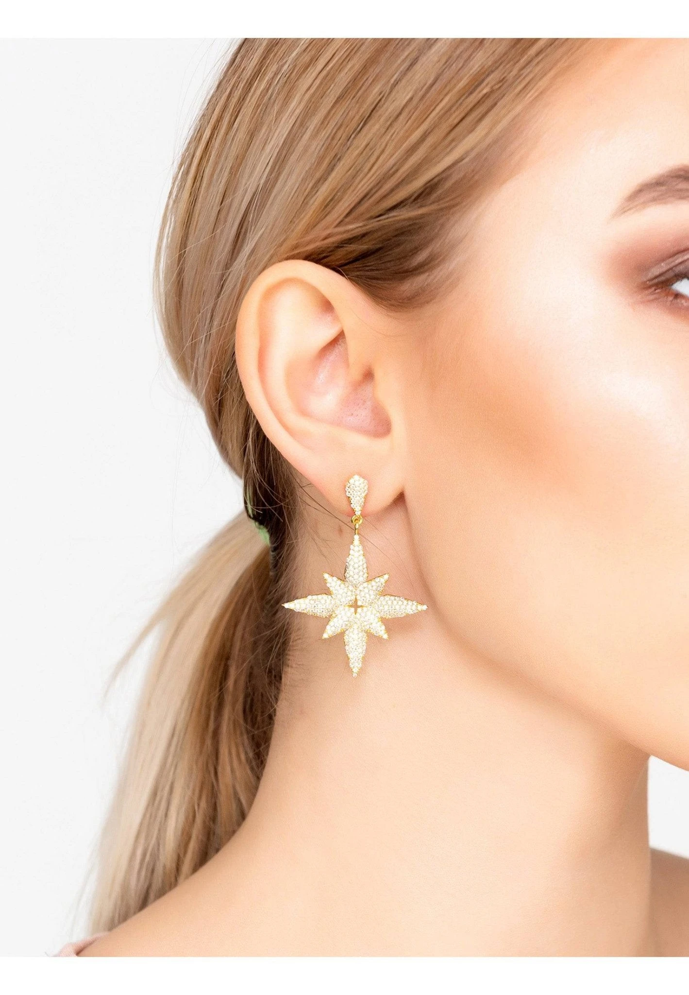 Latelita Star Flower Drop Earrings Gold 4 Latelita Star Flower Drop Earrings Gold - Image 2