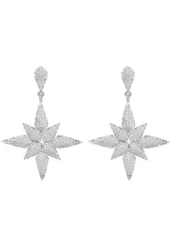 Latelita Star Flower Drop Earrings Silver