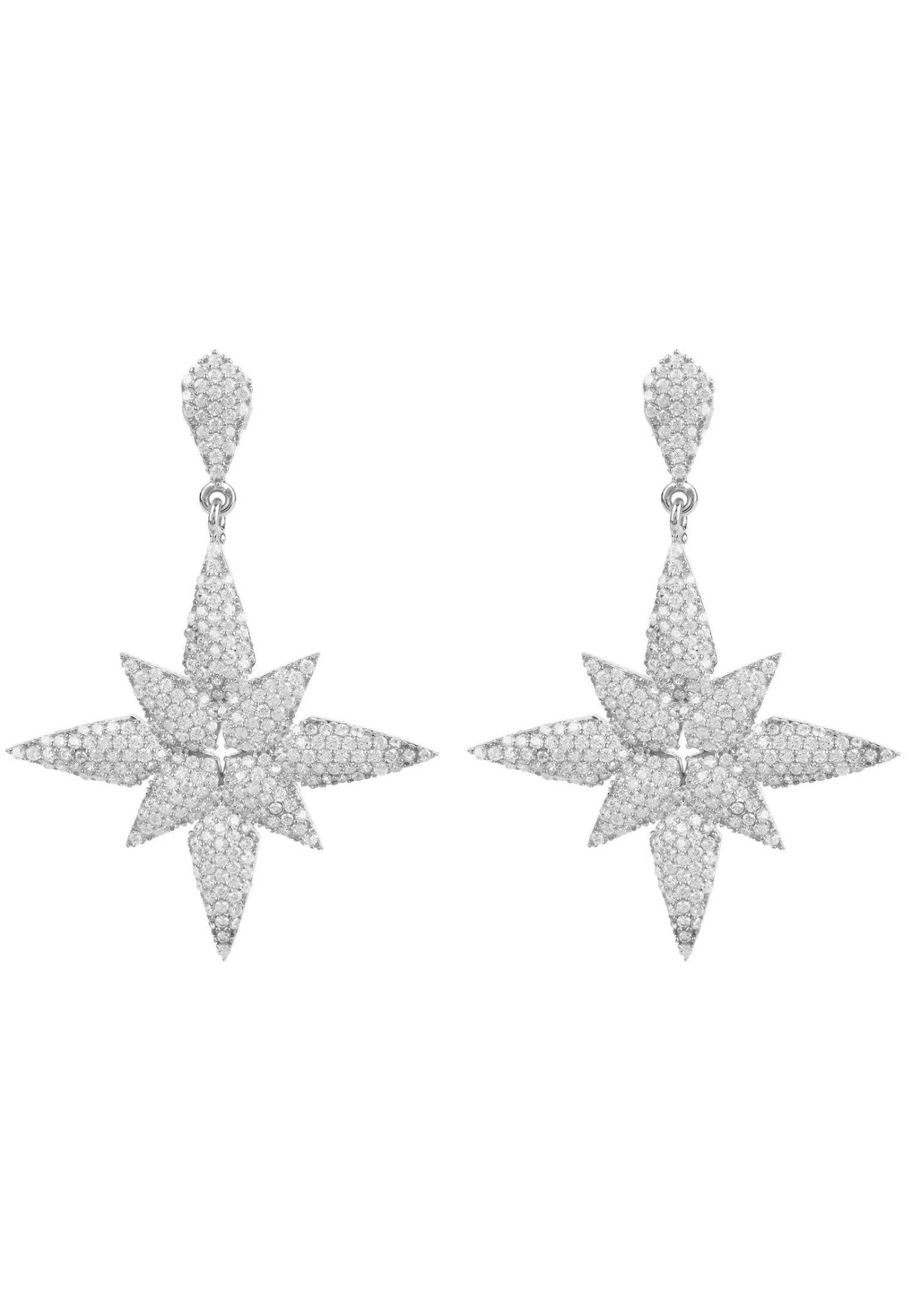 Latelita Star Flower Drop Earrings Silver 3 Latelita Star Flower Drop Earrings Silver