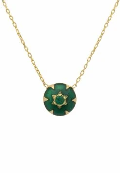 Latelita Star Of David Green Enamel Necklace Gold