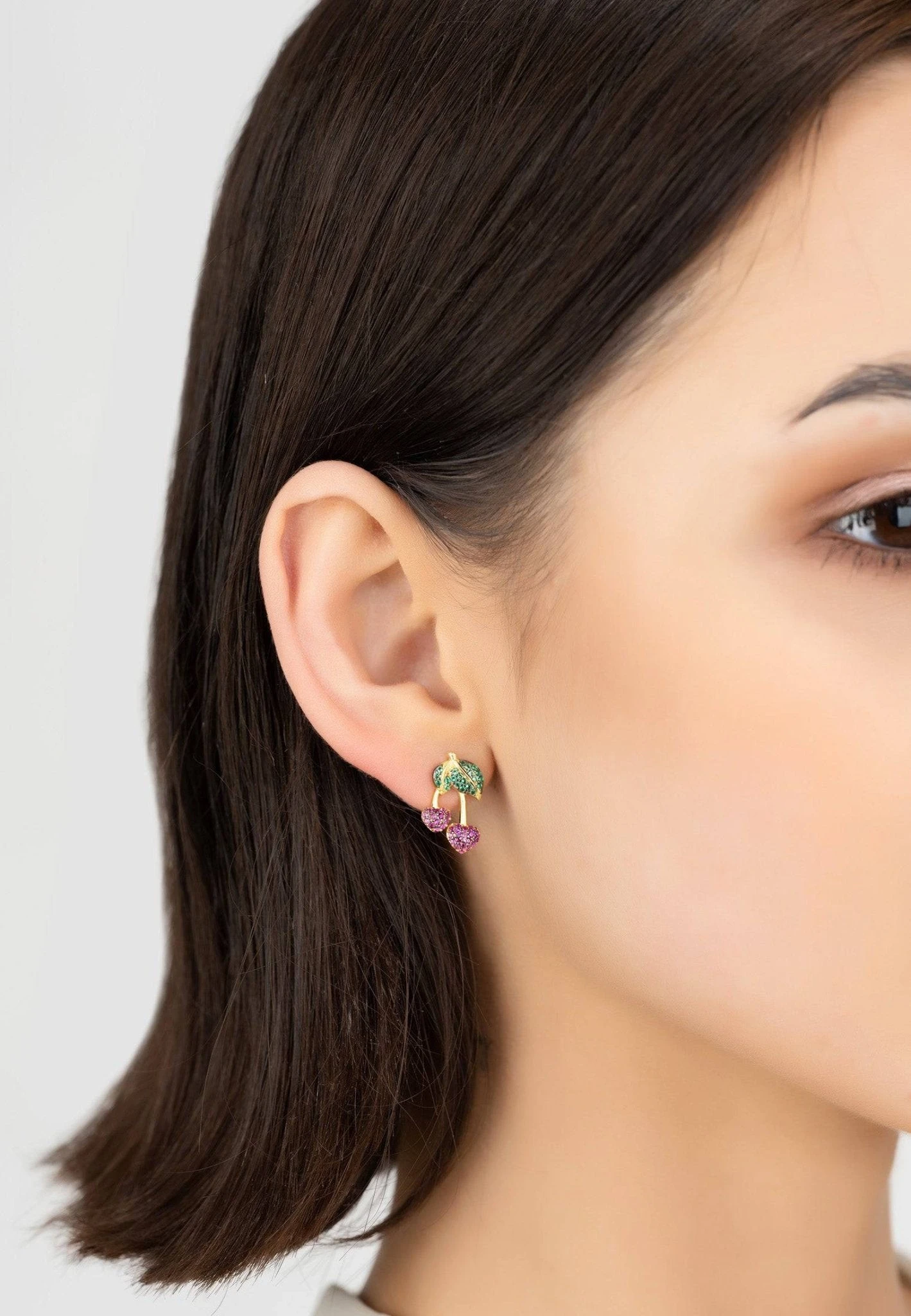 Latelita Sweet Cherry Stud Earrings Gold 4 Latelita Sweet Cherry Stud Earrings Gold - Image 2