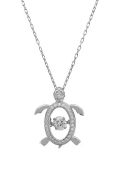 Latelita Turtle Floating Sparkle Necklace Silver