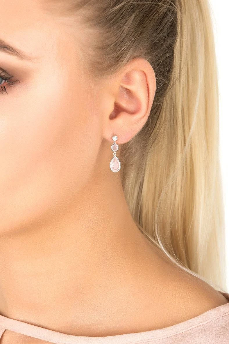 Latelita Tuscany Gemstone Drop Earring Silver Rose Quartz 4 Latelita Tuscany Gemstone Drop Earring Silver Rose Quartz - Image 2
