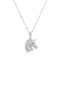 Latelita Unicorn Sparkling Pendant Necklace Silver