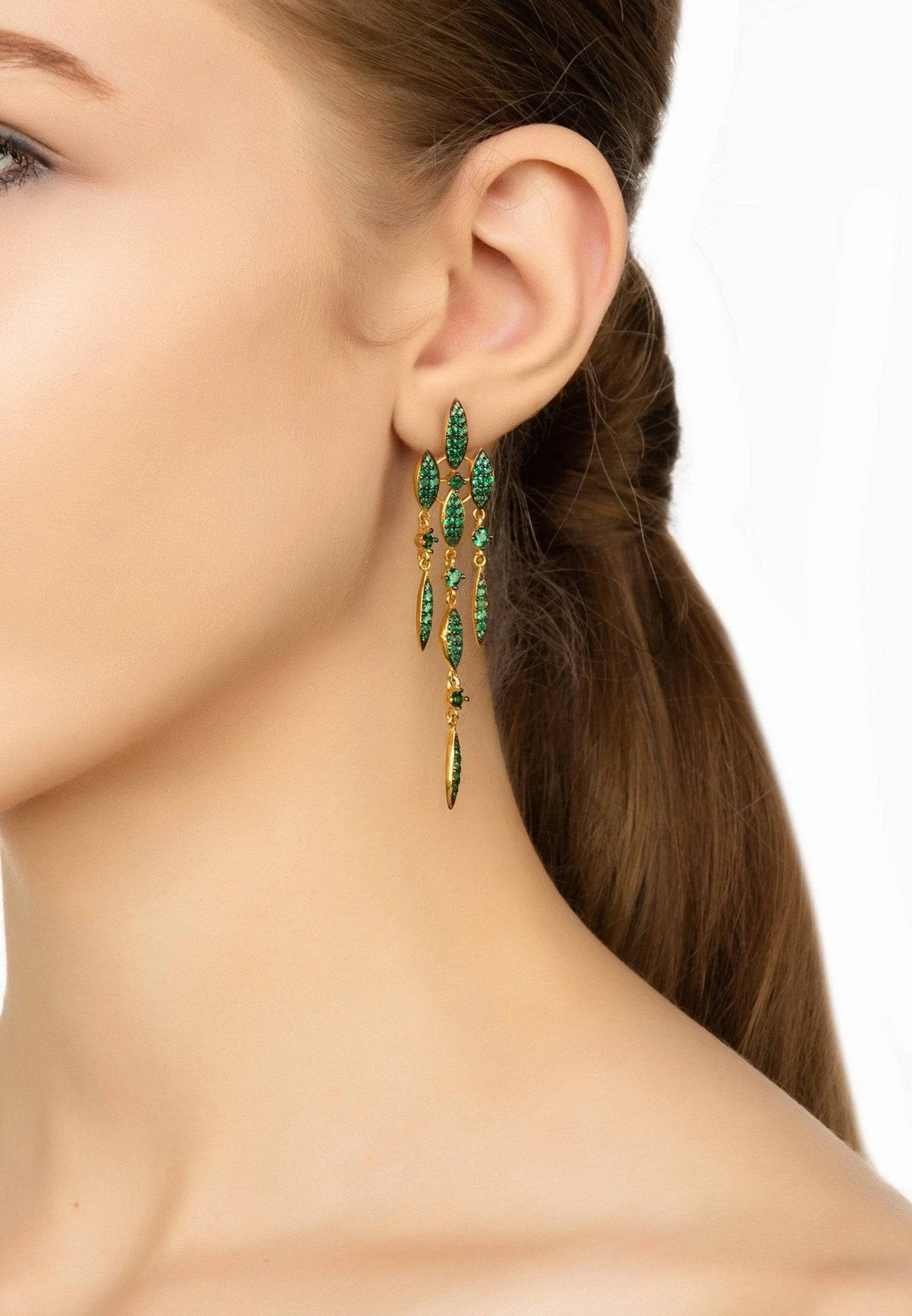 Latelita Valencia Statement Drop Earring Emerald Green Cz Gold 4 Latelita Valencia Statement Drop Earring Emerald Green Cz Gold - Image 2