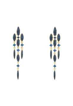 Latelita Valencia Statement Drop Earring Sapphire Blue Cz Gold