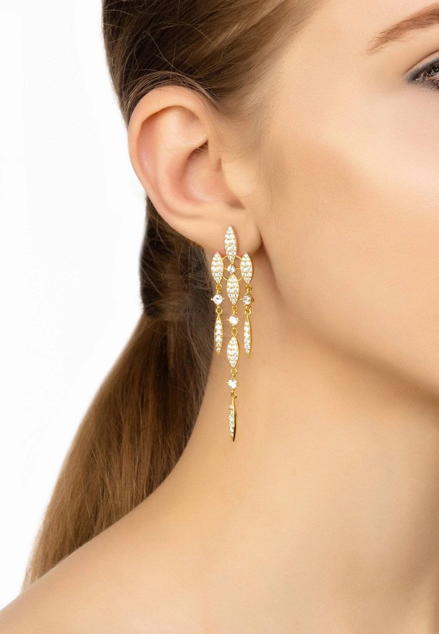 Latelita Valencia Statement Drop Earring White Cz Gold 4 Latelita Valencia Statement Drop Earring White Cz Gold - Image 2