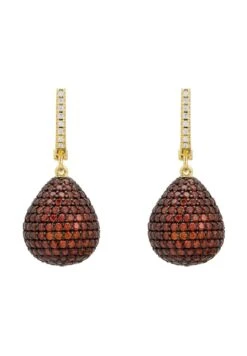 Latelita Valerie Pear Drop Gemstone Earrings Gold Burnt Orange