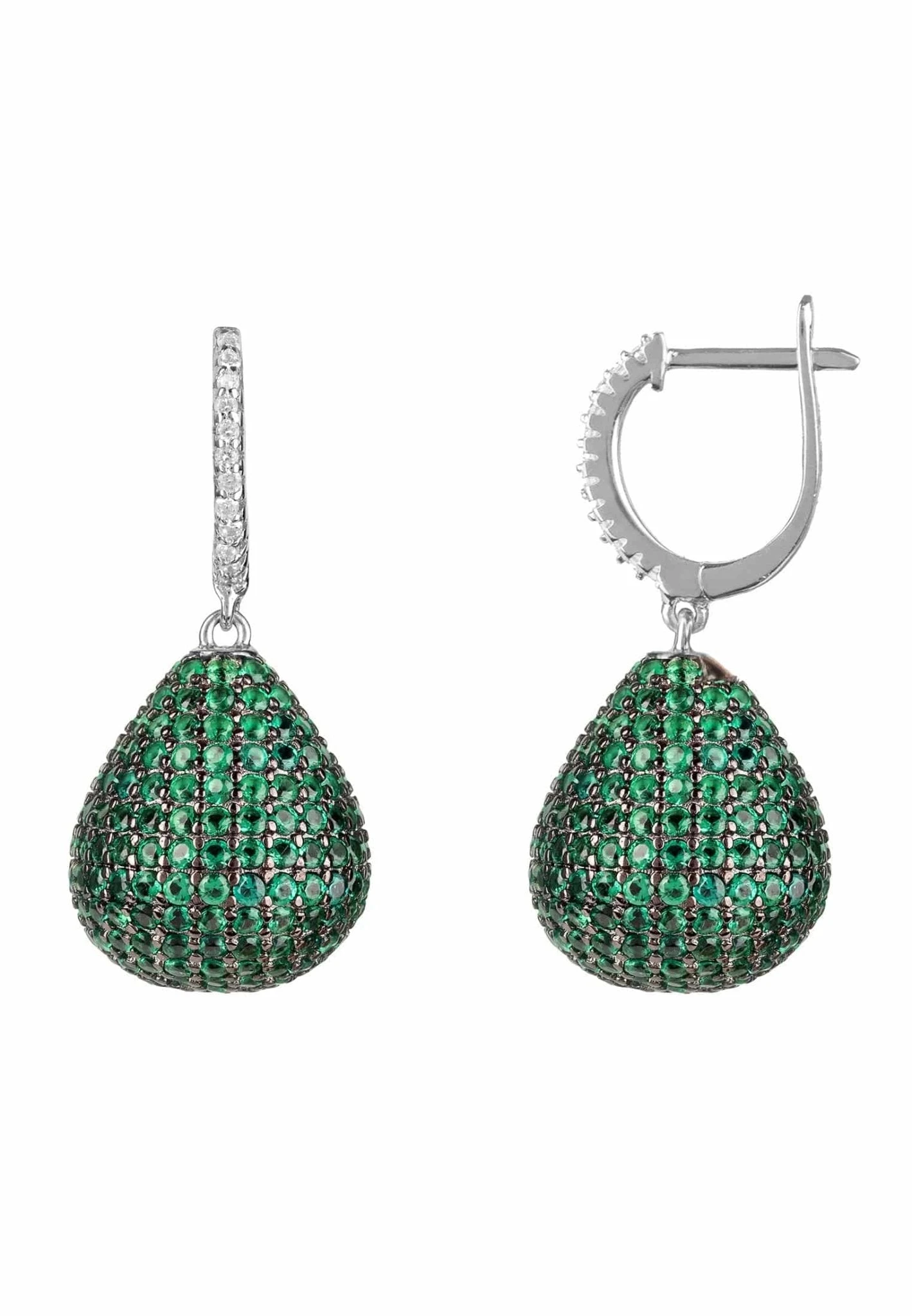 Latelita Valerie Pear Drop Gemstone Earrings Silver Emerald 5 Latelita Valerie Pear Drop Gemstone Earrings Silver Emerald - Image 3